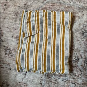 Striped Baby Blanket/Swaddle - Mustard Yellow and Gray